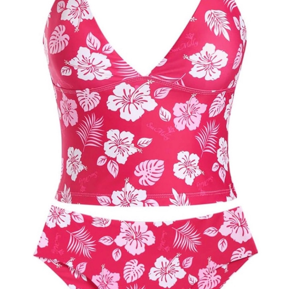 NWOT Floral Pink Swim Set size S